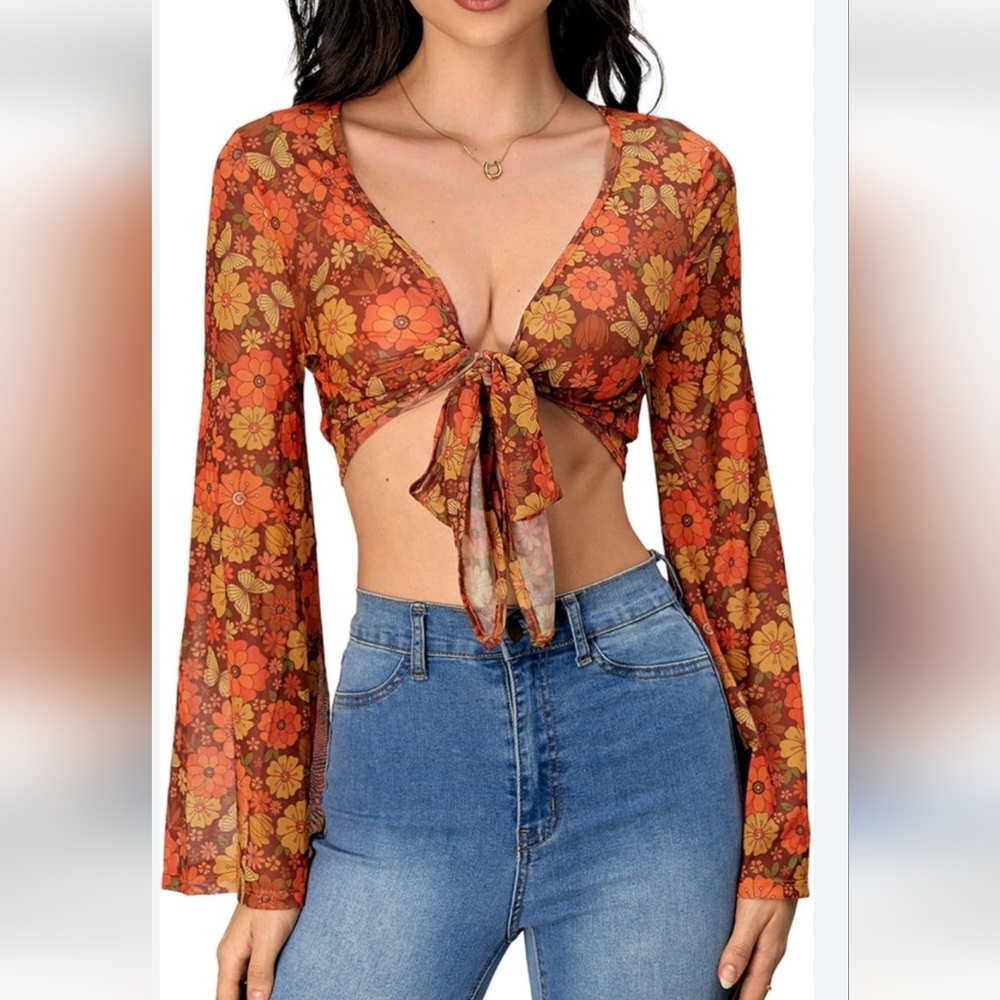 NEON & NYLON Floral Top NWT